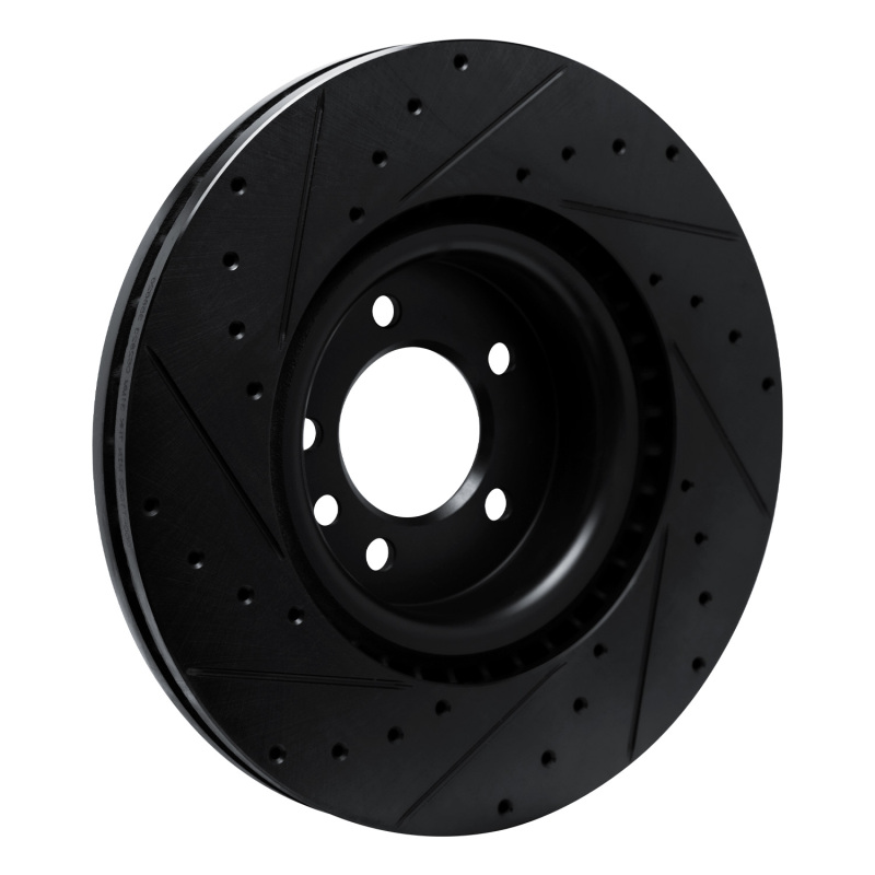 Land Rover Discovery Brake Rotor (1) - Front Left - R1 Concepts - Drilled & Slotted - Black - `18-`24